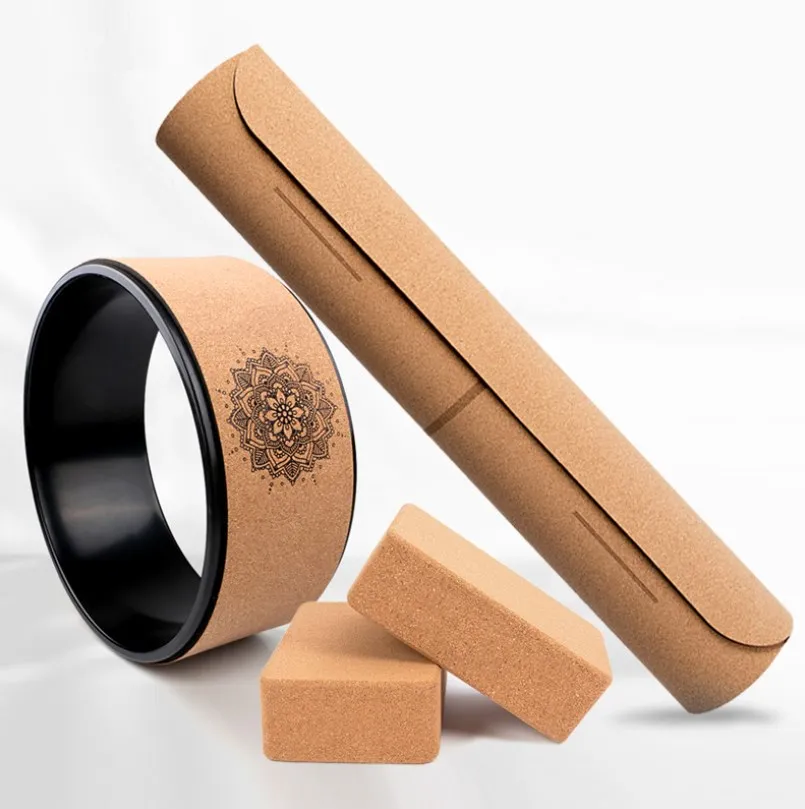 Custom Fitness Balance Training Eco Friendly Natural Rubber Cork Yoga Wheel