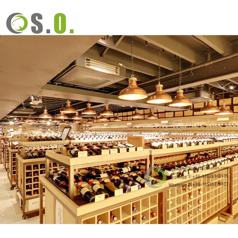Customized wall mounted wine rack wine display cabinet restaurant liquor store shelves