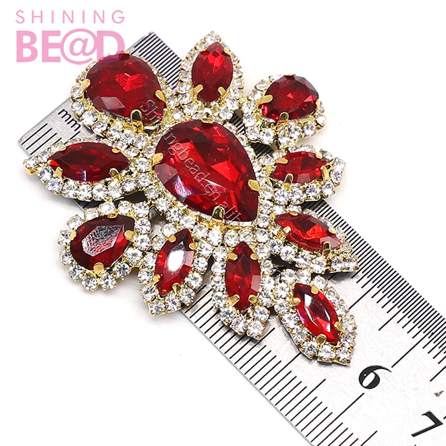 Hot selling glass diamond welding neckline crystal lace rhinestone applique embellishment for dress shoe