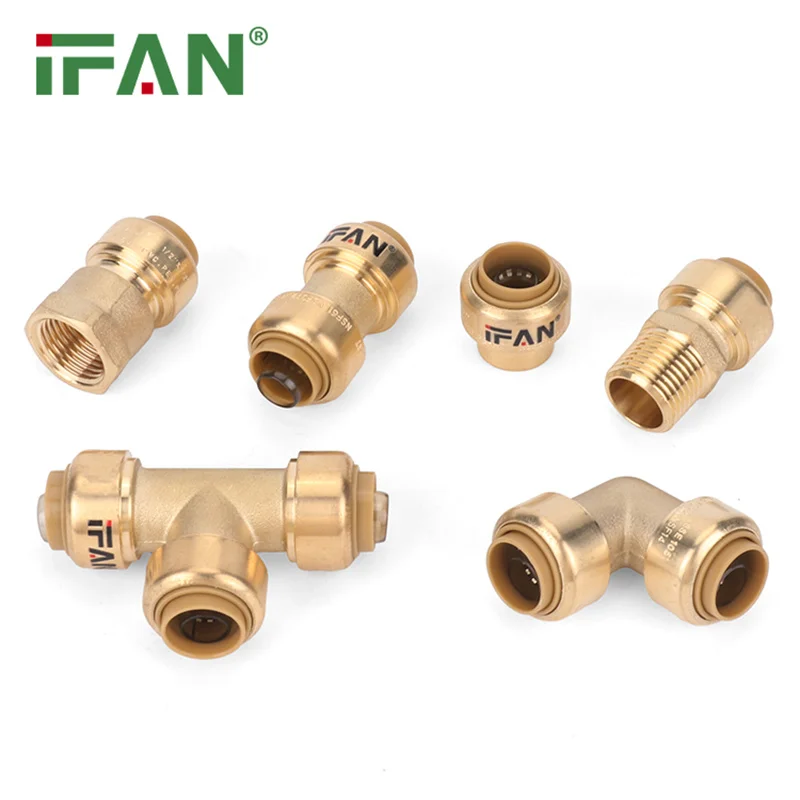 IFAN High Quality Hot Water Shark Bite Plumbing Fittings Elbow Tee Coupling Brass Plumbing Materials Push Fit Fittings