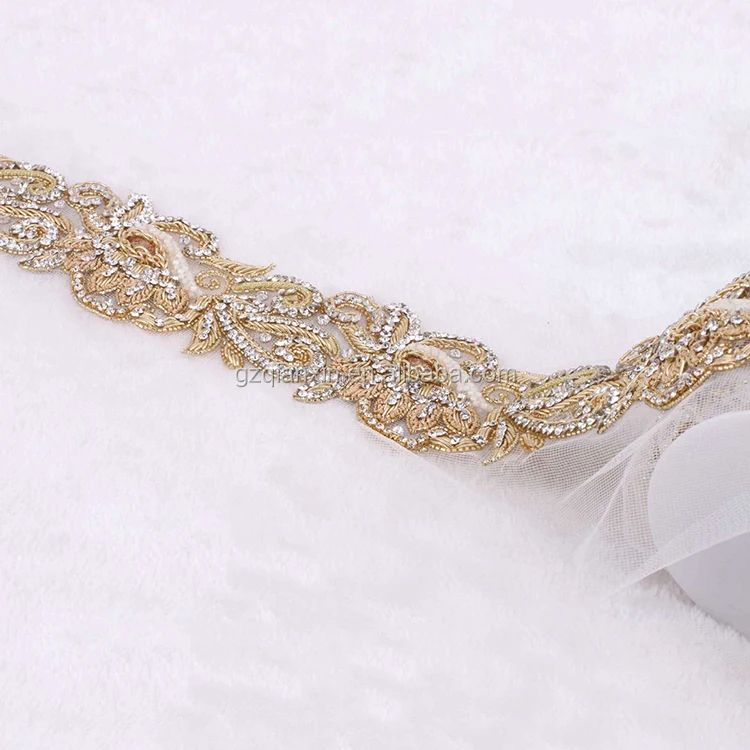 
Wholesale Gold Rhinestone Beaded Trims On A Roll 