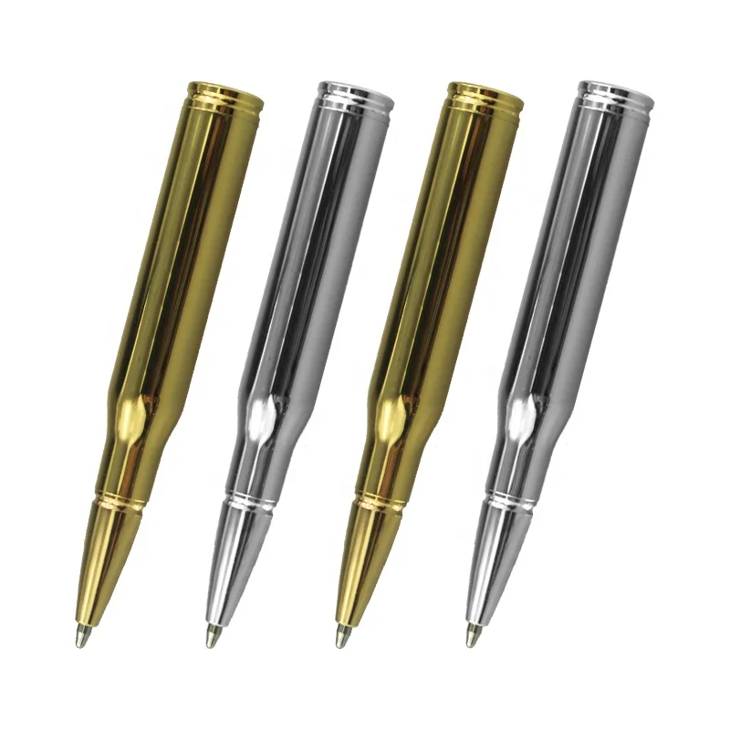 Fancy gold color short pen brass bullet shaped metal ballpoint pen with custom logo