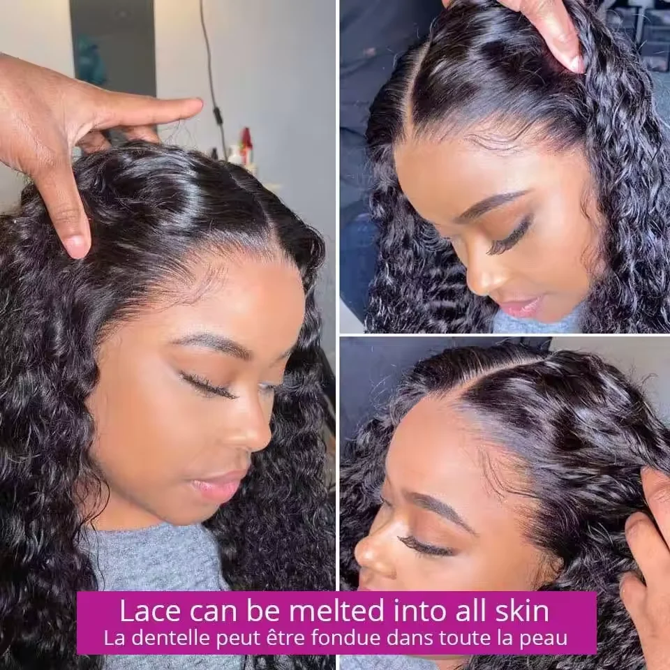 Raw Indian With Baby Hair Virgin Pre Plucked Human Hair Hd Closure 360 Lace Frontal Deep Wave HD Transparent Lace Front Wig