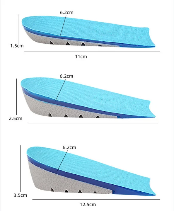 1.5cm 2.5cm 3.5m TPE Invisible Height Increase gel Insoles Inserts For Men And Women