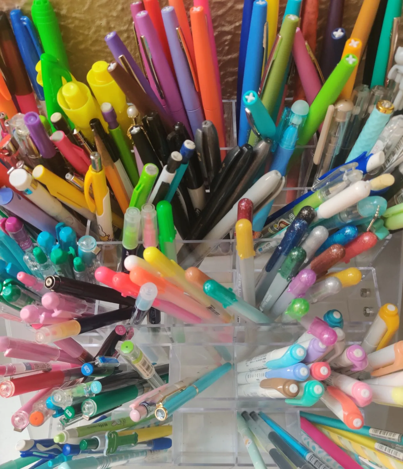 Clear Acrylic Pen holder Stationery Storage Brush Case Desktop Pencil Cup Organizer Display Stand Ladder Storage Display Rack