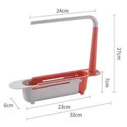 Kitchen Plastic Retractable Dishcloth Sponge Storage Shelf Holder Foldable Over Sink Drain Basket Telescopic Sink Rack