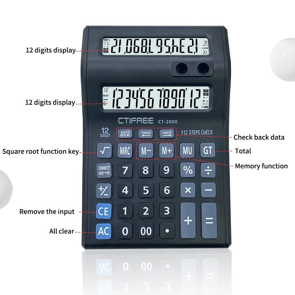 Hot Selling 12-bit Large LCD Large CT-2000 Desktop Calculator Desktop Office Supplies Calculator Accounting Calculator