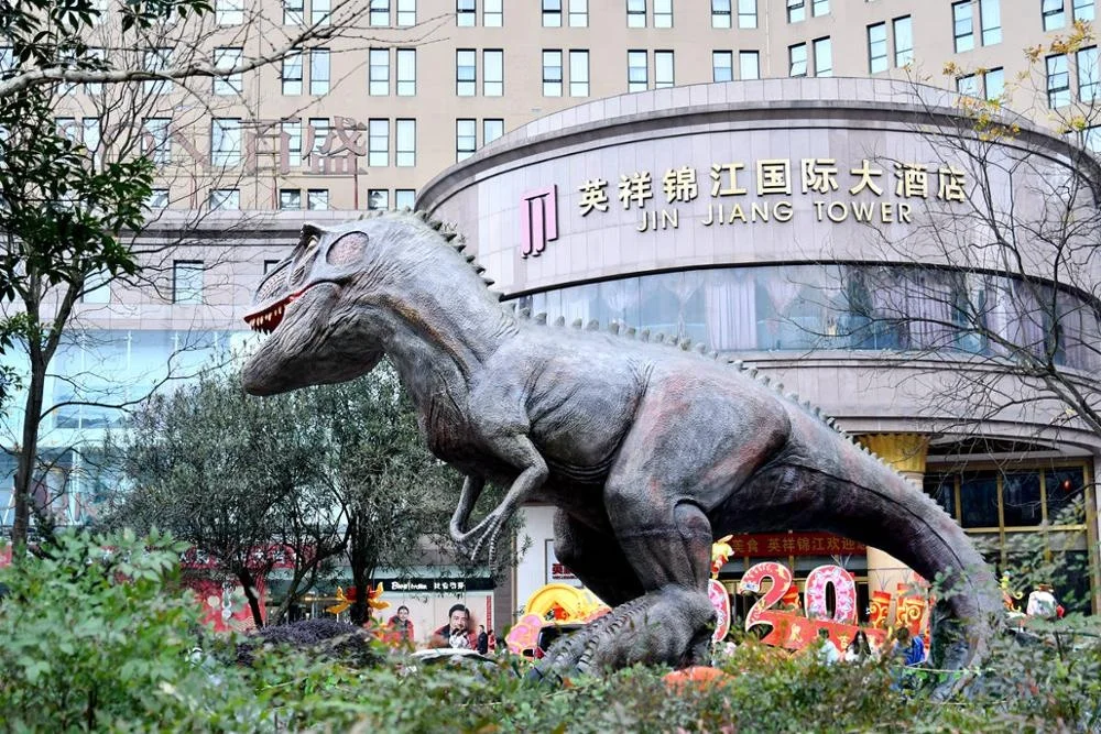 park jurassic life size animatronic t-rex dinosaur