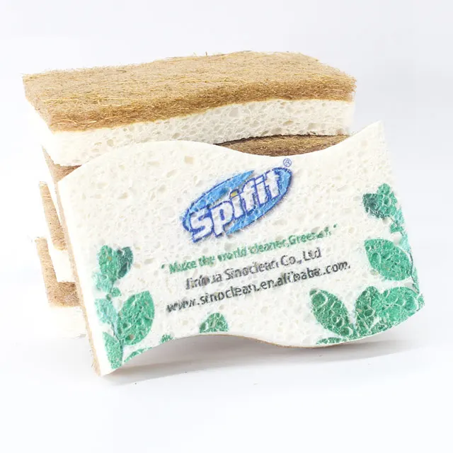 Hot Sale Wood Pulp  Cotton Sisal Coconut Palm Fiber Kitchen Sponge Cleaning Pads