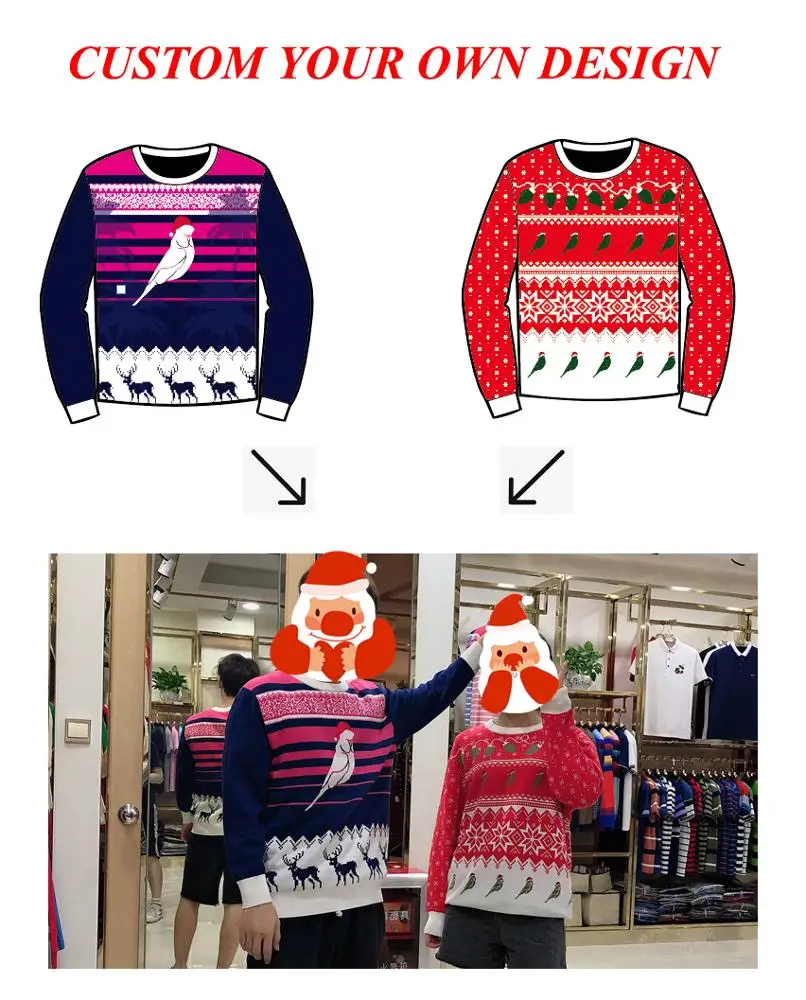 Зимняя обувь унисекс; 12gg вязать оптовая продажа пара мужские и женские американские семейного отдыха жаккардовое вязаное рождественский джемпер свитер