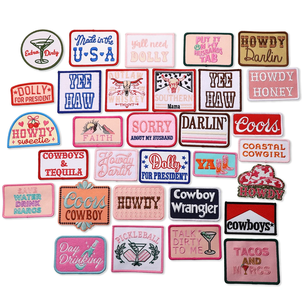 Hot Sale Dolly Howdy Custom Embroidered Patch Hats USA Cowboy Patches Embroidery for Clothing