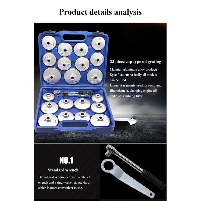 23pcs Cup Type Aluminum Oil Filter Set Wrench Socket Removal Garage Tools Kit for BMW for VW Universal
