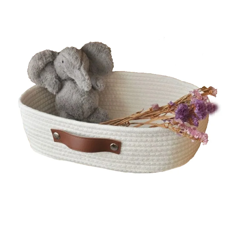 Cotton rope storage basket snack cosmetics storage box desktop cotton knitting storage basket