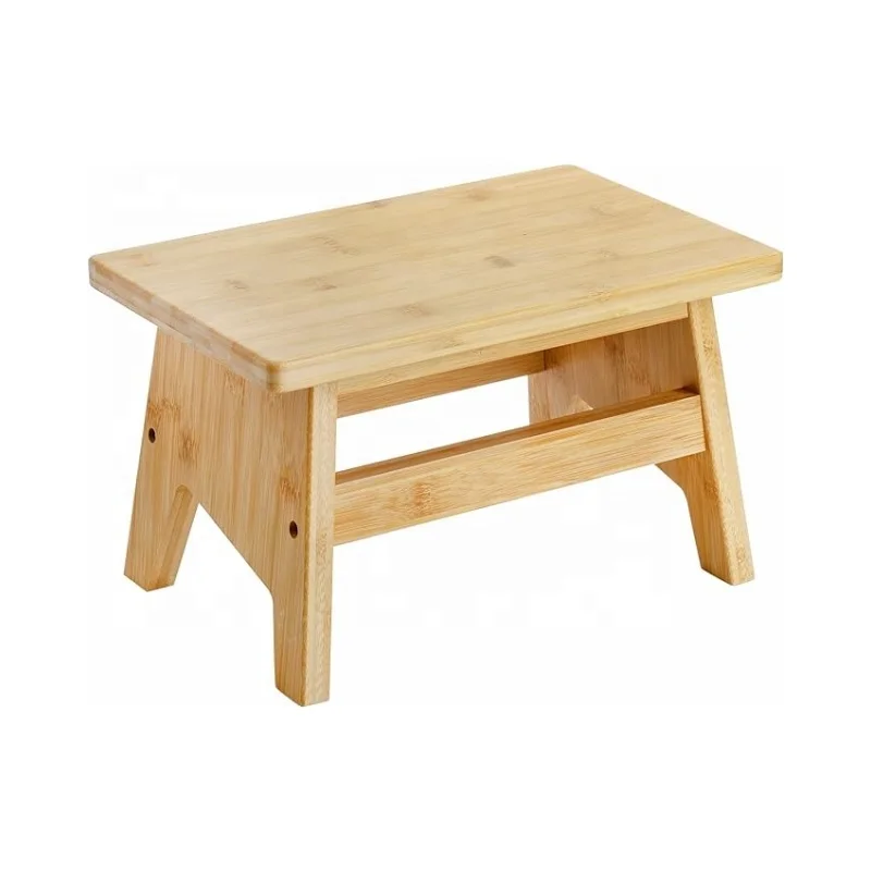 High Quality Premium Light Weight Portable Bamboo Wooden Step Stool for High Beds