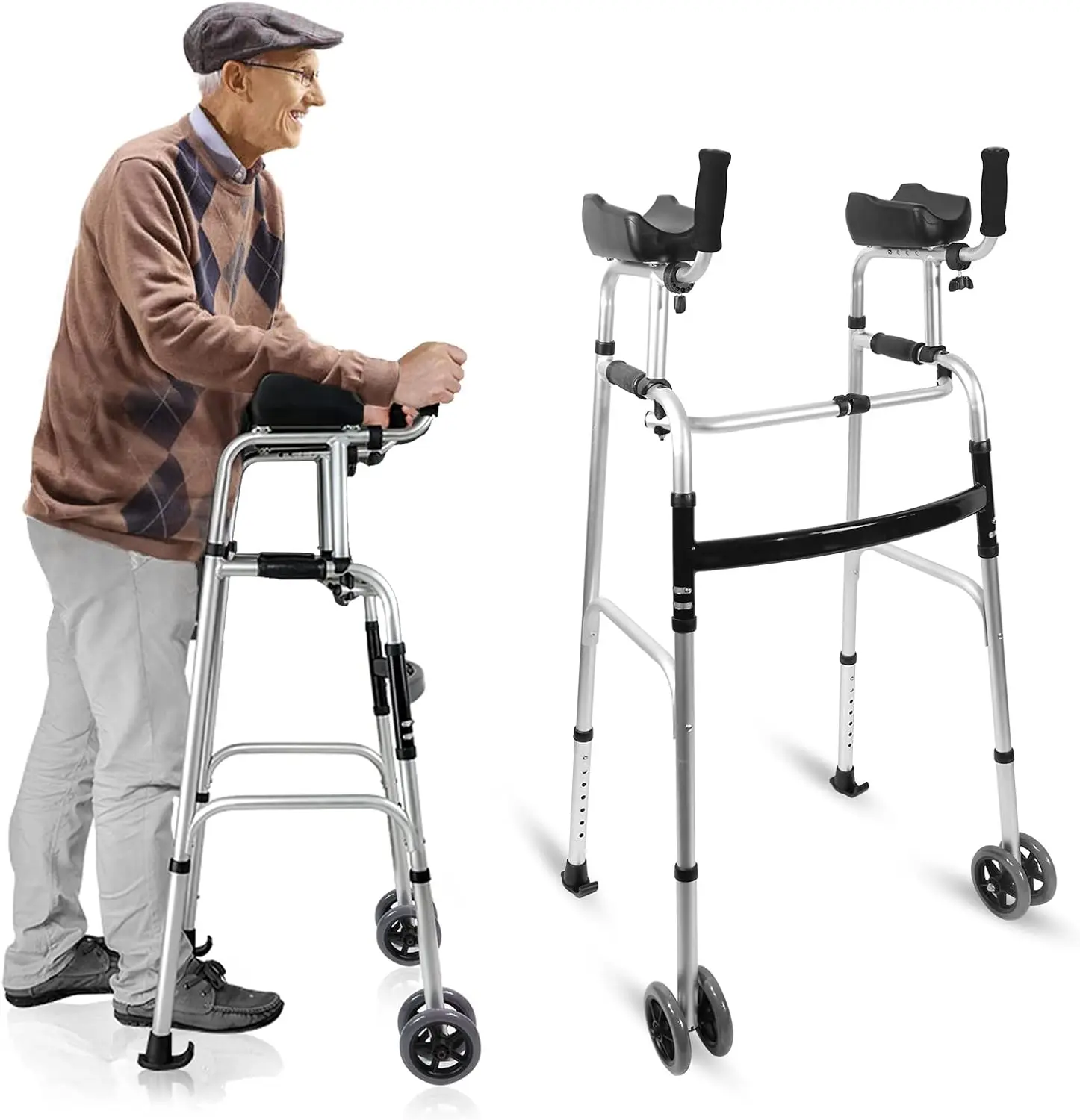 Adjustable Aluminum Walkers Platform Walker with Arm Support standing upright walker