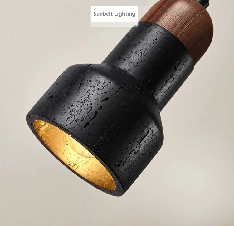 D7453 travertine lava stone black hole stone pendant lighting natural material environmental protection lamps