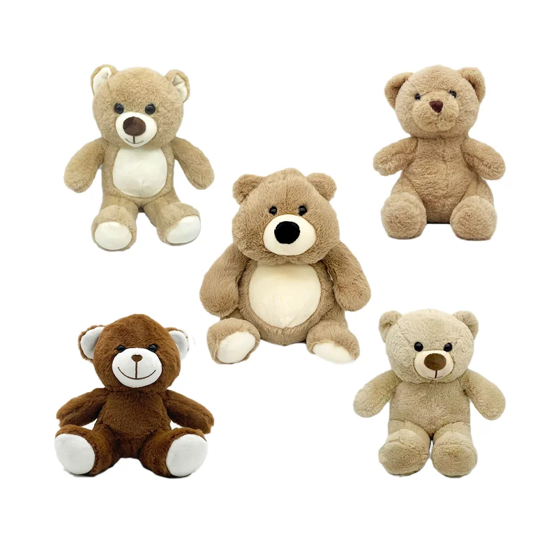 Wholesale Soft Plush brown Teddy Bear Toys 22-35cm Various Styles Stuffed Animal Bear Dolls for Kids Short Plush