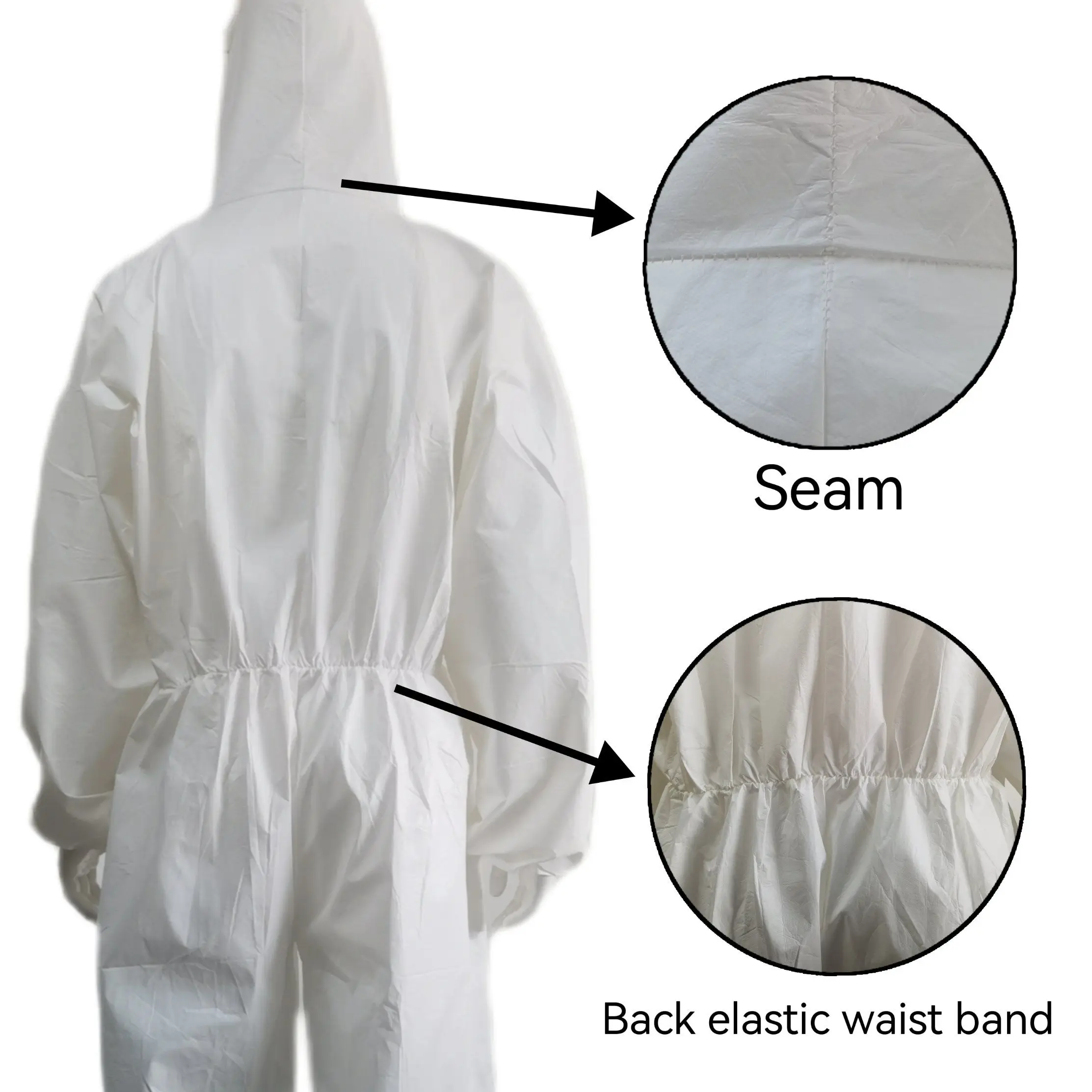 Disposable White Microporous 56GSM Tyvek 500 PPE Suit Safety Coveralls for Chile Market
