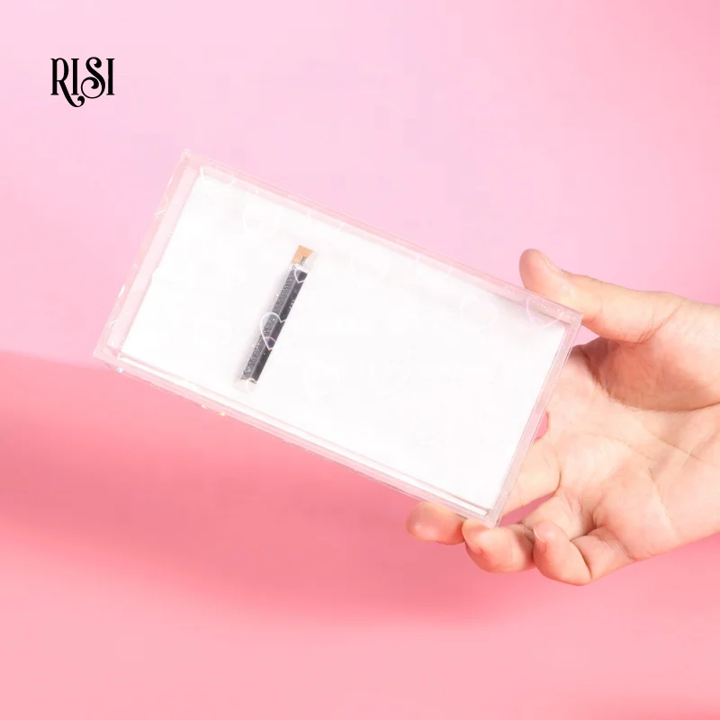 RISI Acrylic Eyelash Extension Organizer Box Storage Eyelash Magnet Lash Tile With Cover Iridescent Private Label