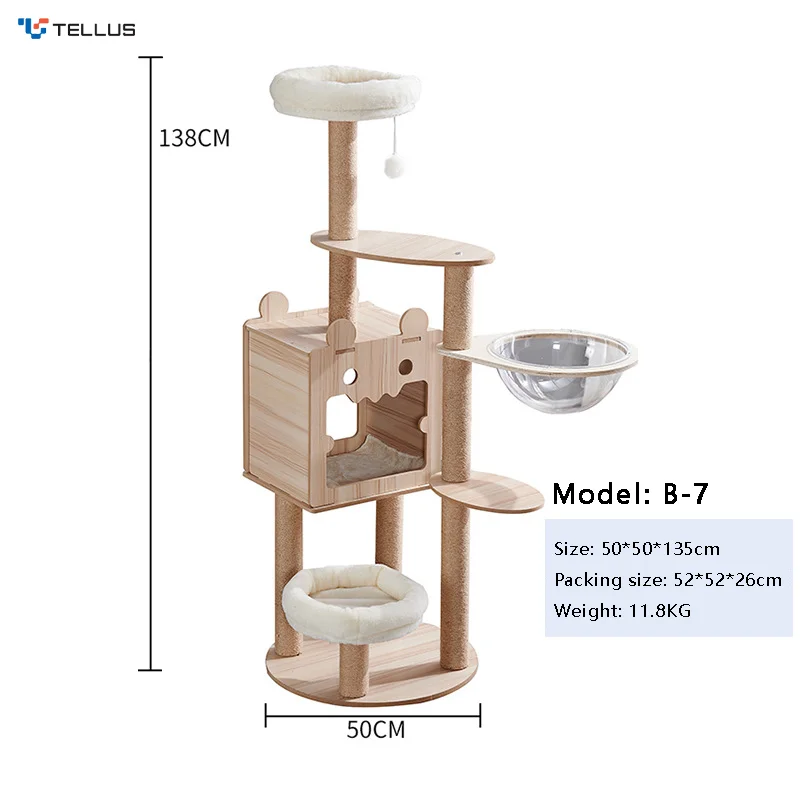 Cat Climbing Frame Integrated Nest Cat Tree Tower Shelf Large Sisal Toy Jumping Platform Scrapers Cats Toys for Pet Products