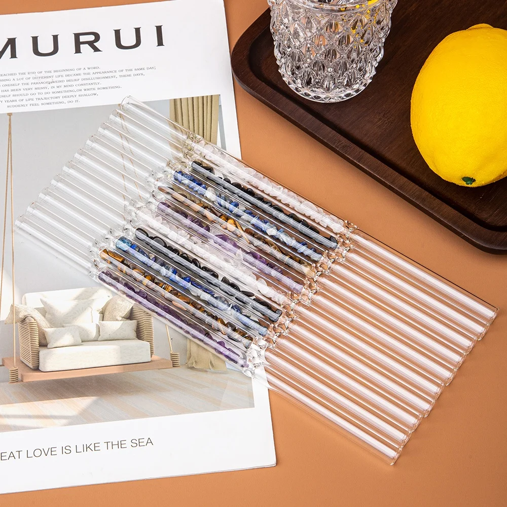 High Quality Eco Friendly Reusable Straw,Healing Crystal Gemstone Drinking Straw,Energy Crystal Chips Biodegradable Straw
