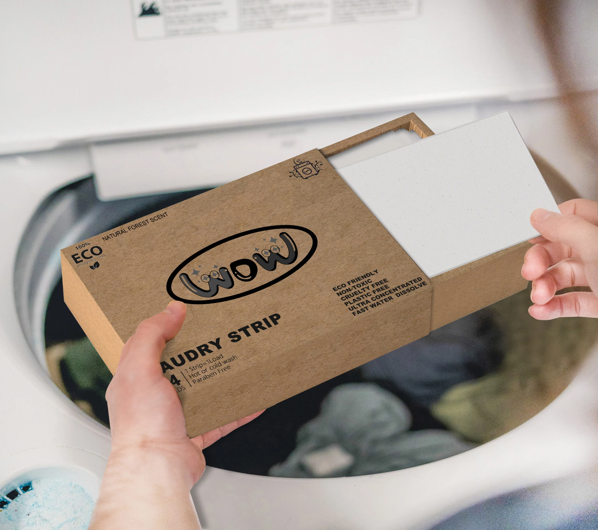 Wow Clothes Eco Friendly Strips Cleaner Washing Clothes paper plant based laundry sheet detergent