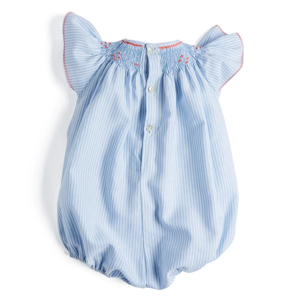 
High Quality Baby Light Blue Handsmocked Cotton Romper 