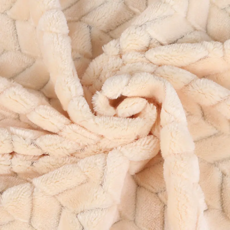 Jacquard Flannel Fleece Fabric Pure Color Strip Drawing Offset Printing Home Autumn Winter Home Toys Knitted Fabric