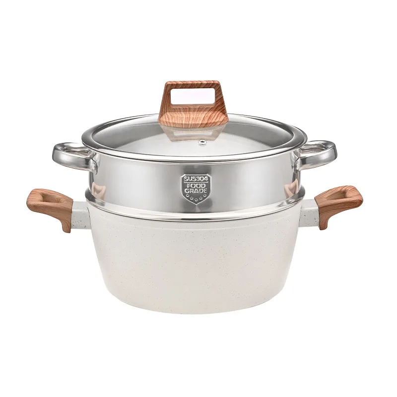 Wholesale 12 Pieces Metal Aluminum  Kitchen Cooking Pan Pot Set Non Stick Cookware Sets with Wood Handle