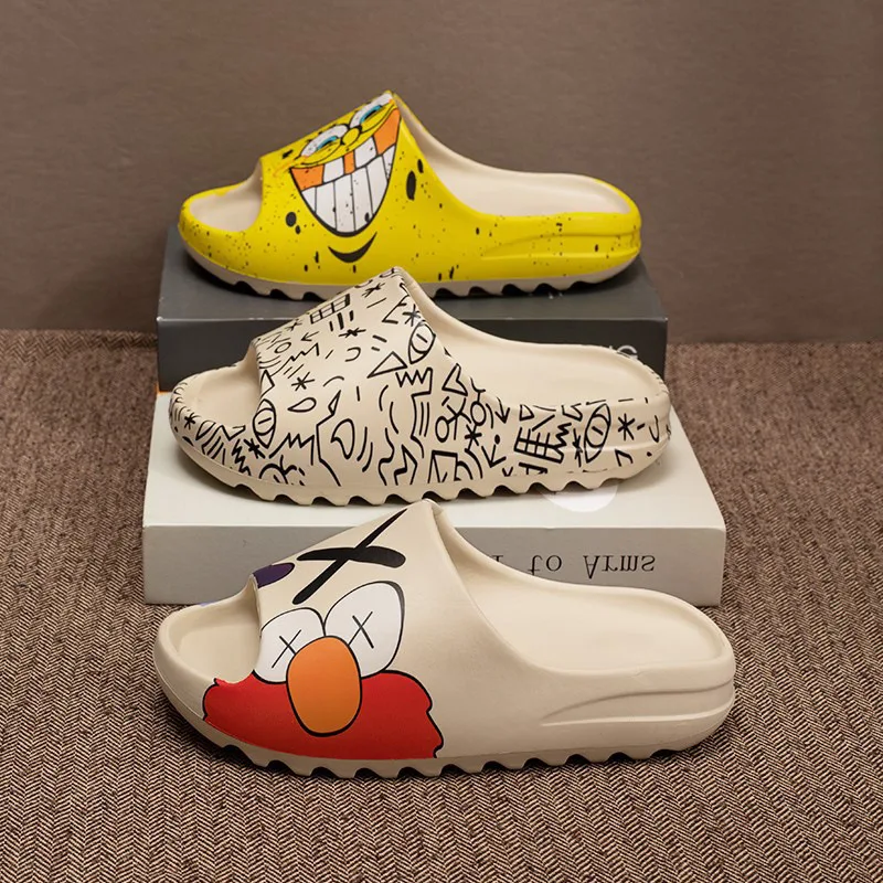 UMYOGO 13 Style Unisex Designer Men Slipper Yeezy Slides for Men Yeezy Slippers Sesame Street Slippers