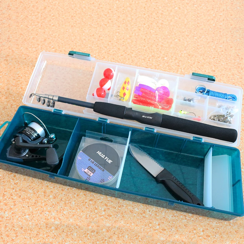 Fishing tackles newcomers/beginner/children telescopic spinning rods and reels combo kit with accessories tackle box