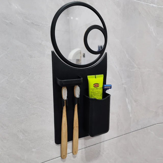 Новый органайзер для ванной комнаты водонепроницаемый силиконовый душ зубная щетка паста Бритва держатель с противотуманным круглым зеркалом