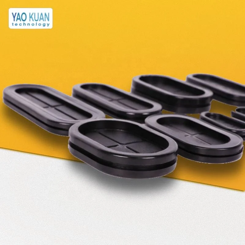 Black Oval Double Sided Grommet Sealing Rubber Plug O-Ring Wire Protection Coil Seals
