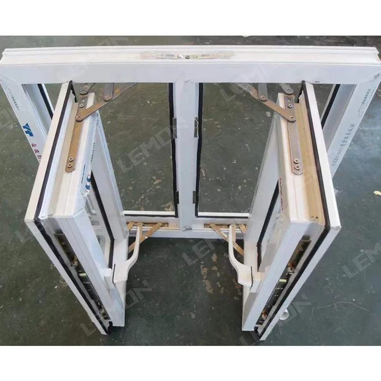 China Window Manufacturers Tempered Double Glass Sound Proof Pvc Upvc Casement Crank Open Windows