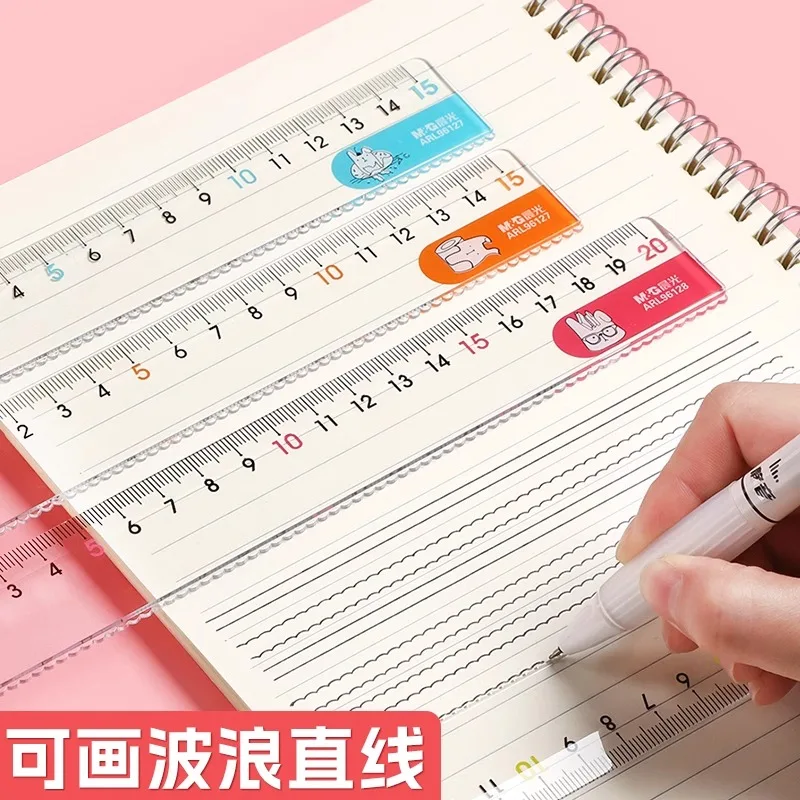 M&G 15cm Cute Cartoon Transparent Plastic Straight Ruler for School Stationery and Drawing Scaleplate