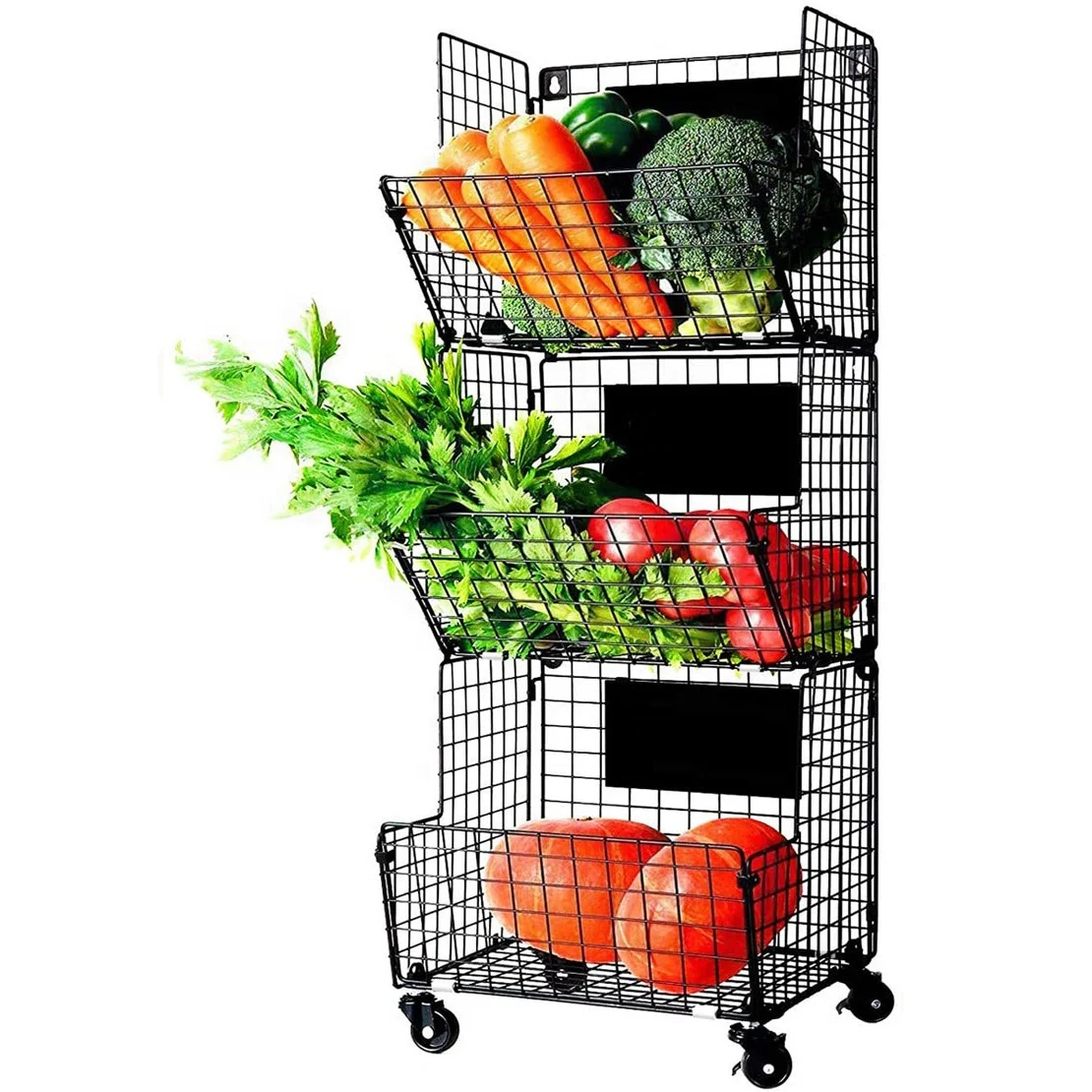 S Hook Storage Basket With Blackboard Wheels