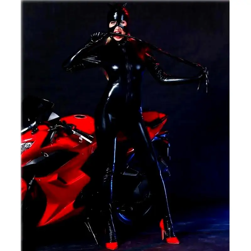 MOGlovers Nightclub Sexy Latex suit Faux Leather Girl Jumpsuit Wetlook Stretch PVC Bodysuit Lingerie Hot Erotic Body Set