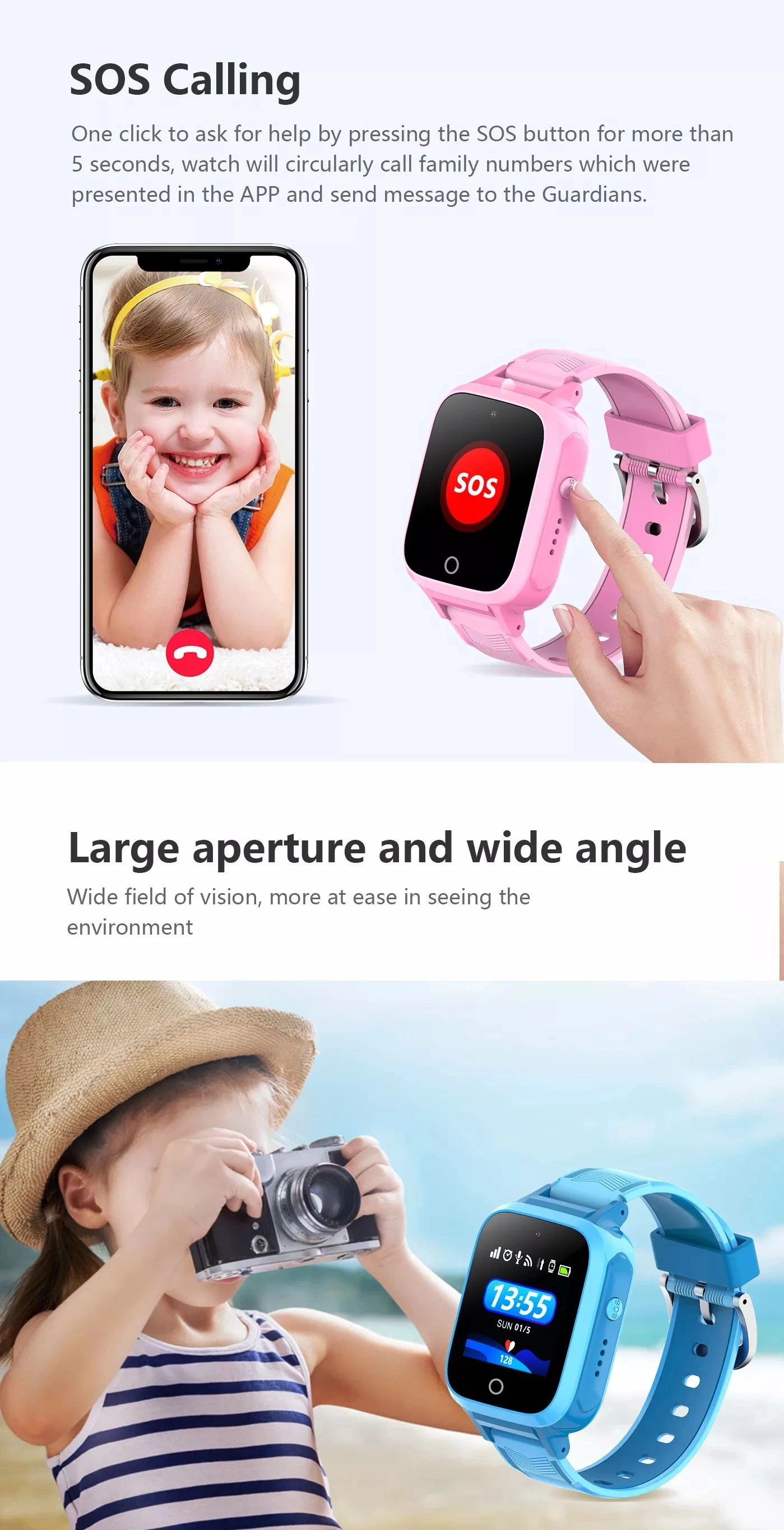 Casmoo factory price china manufacture personal alarm mobile phone gps tracker ce rohs smart watch