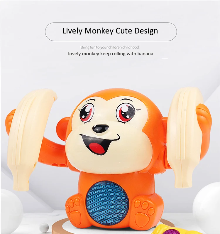 Cute Design Cool Light Music New Arrival Kid Toys Newborns Animal Toys Gift Electric Tumbling Monkey Kid Dancing Plastic Toy