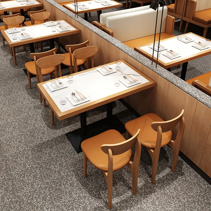 Solid wood restaurant tables and chairs Coffee shop hot pot restaurant milk tea dessert shop sofa furniture dining chair