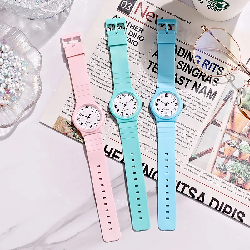 Classic Plastic Watch Candy-colored Jelly Children Resin Girl  Boy Student Watch Men Women Multi Color Unisex Watches No Logo