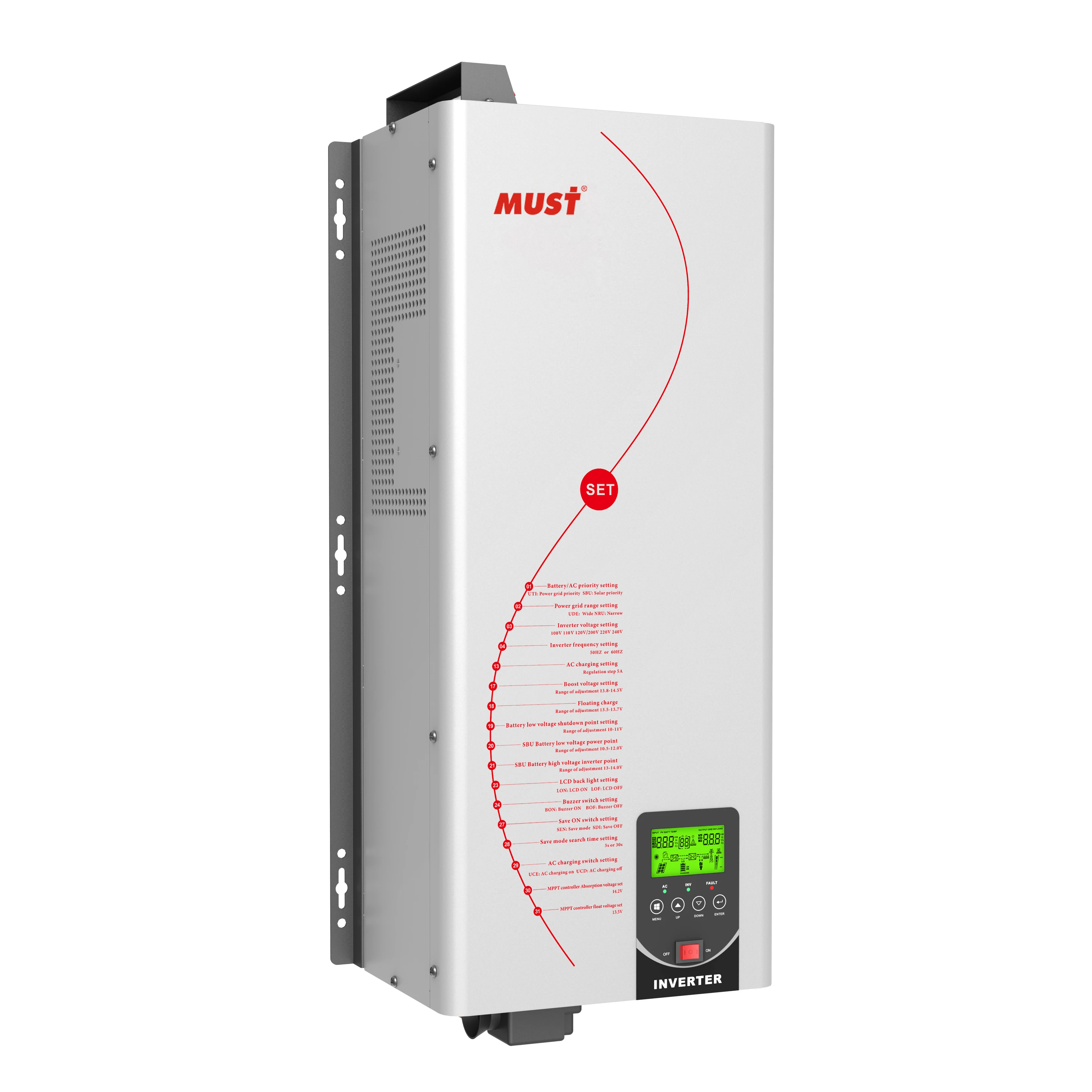 PV3300 TLV Inverter Charger 5000W 48v Split Phase 120 240v Hybrid Inverter 5 in 1