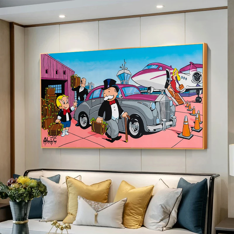 Graffiti Art Alec Monopoly Canvas Paintings Cartoon Poster and Prints Wall Art Picture for Living Room Home Decoration Cuadros