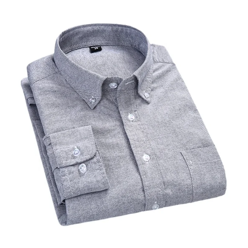 Высокое качество 100% хлопок Оксфорд Повседневная Формальная рубашка для мужчин с вышивкой на заказ стиль с длинным рукавом