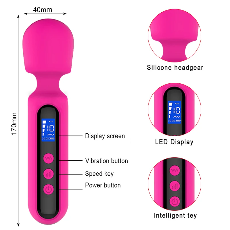 Lcd Display Japanese Av Sex Massager Personal Magic Vibrator Wand Stimulator Clit Vagine Mini Massager Wand Vibrator