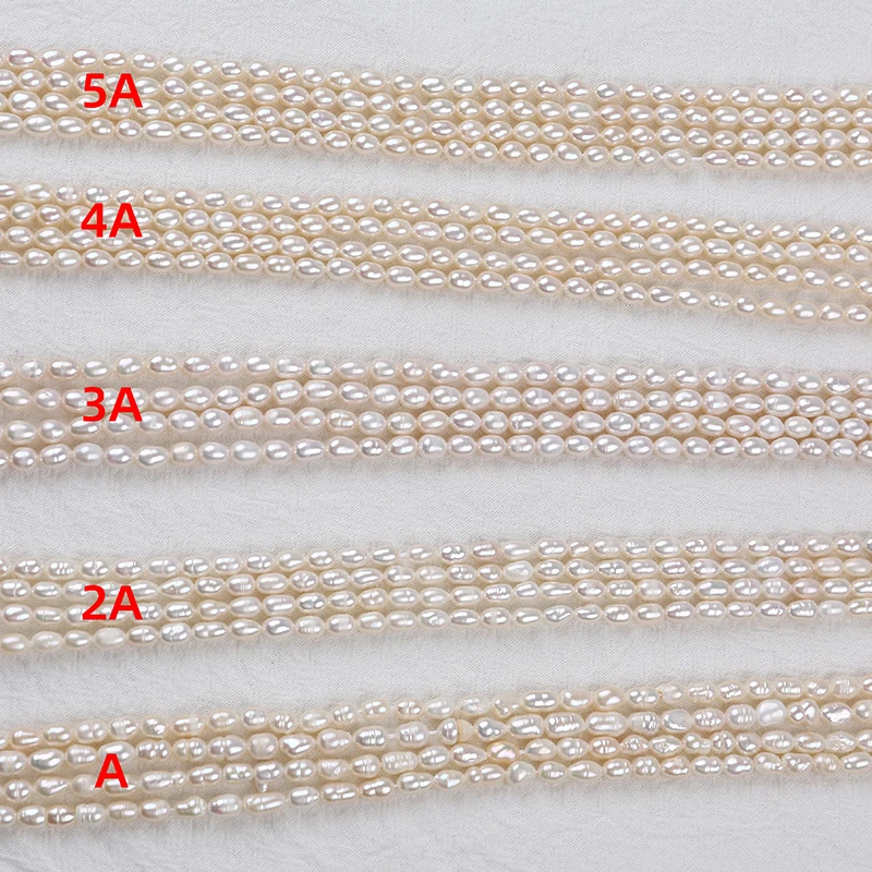 Wholesale 4-5mm Color White Natural Rice Freshwater Pearl Strands
