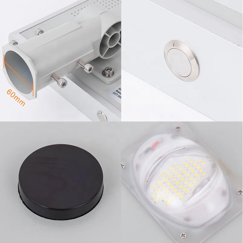 Direction adjustable aluminum 40w integrated solar led street light with pole 6m