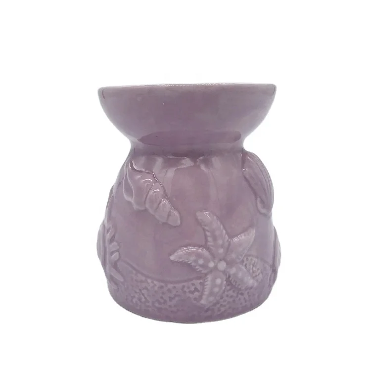 Purple Starfish Shell Design Custom Handmade Incense Burner Ceramic Oil Burner