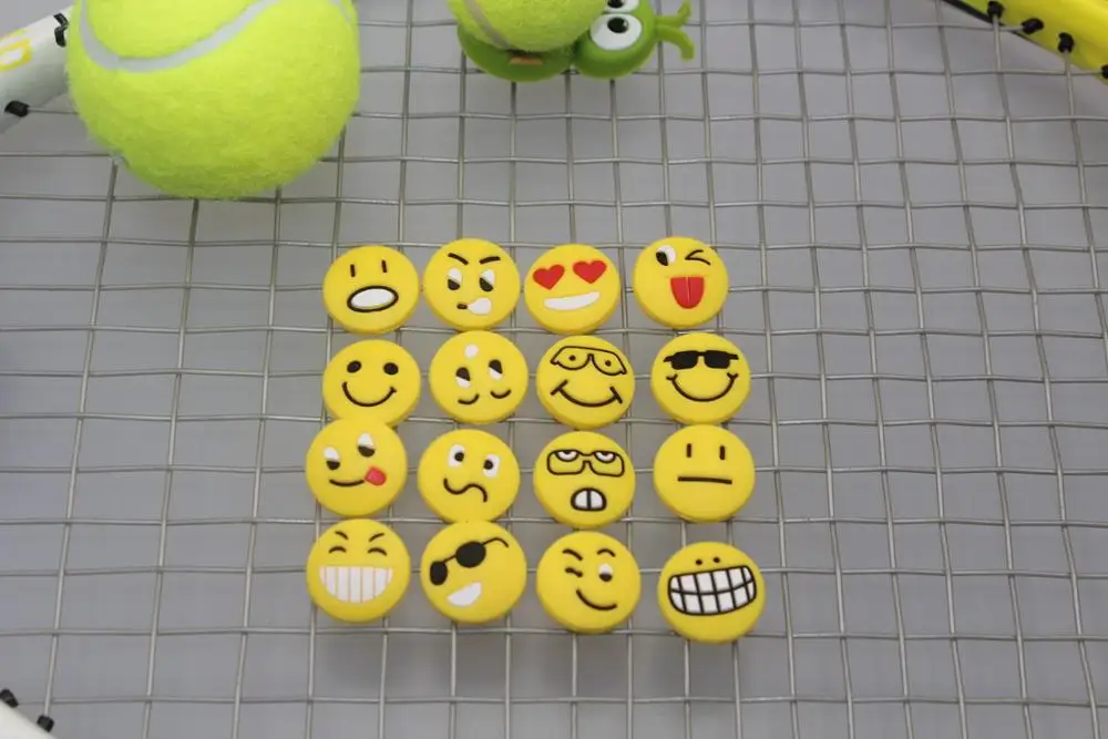 Factory whole sale Silicon funny tennis racket tennis vibration dampeners emoticon tennis vibration absorber rubber vibrators
