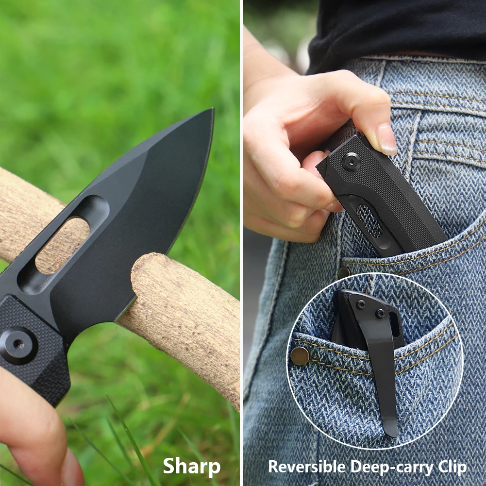 edc mini folding knife D2 steel G10 handle pocket knife spring open for camping